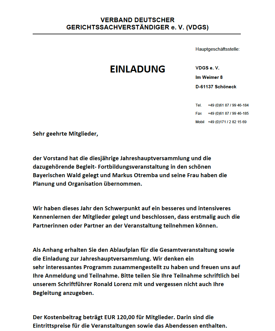 Einladung Herbstveranstaltung